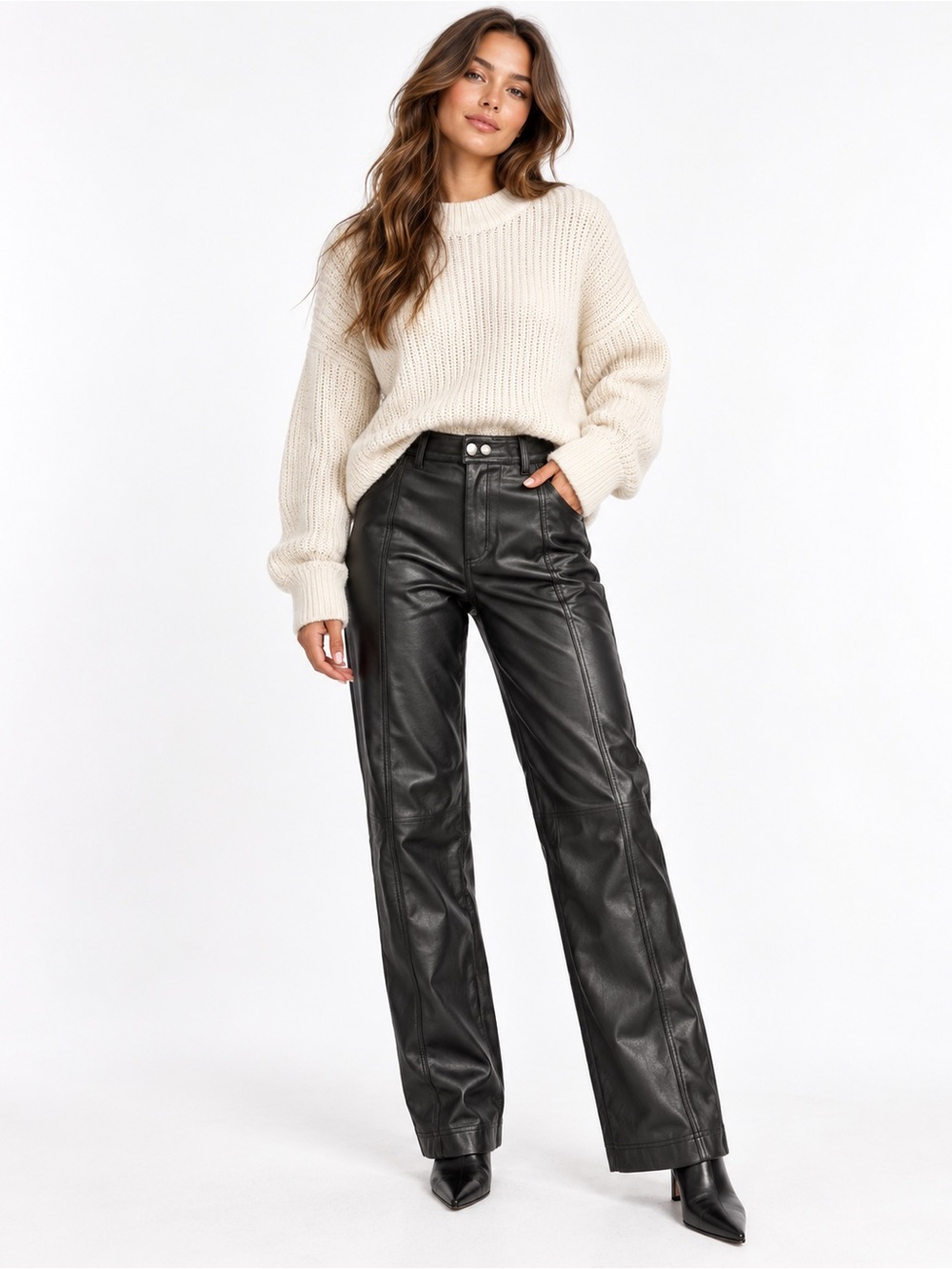 PacSun Black Faux Leather Straight Leg Pants Moto Streetwear Small